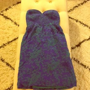 Blue and green strapless dress, 4